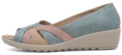 Cushion Walk Ladies, Slip-On, Peep-Toe, Lighweight Summer Shoes in Size 3-8 (Blue Multi, UK Footwear Size System, Adult, Women, Numeric, Medium, 5)