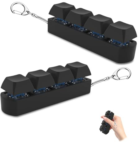 2Pcs Keyboard Fidget Toy, Fidget Toys, Fidget Keyboard Clicky Fidgets Toy, Portable Fidgets Keyboard 4 Buttons with Keychain, Multi-Functional Fidget, Fashional Gifts for Adults (A)