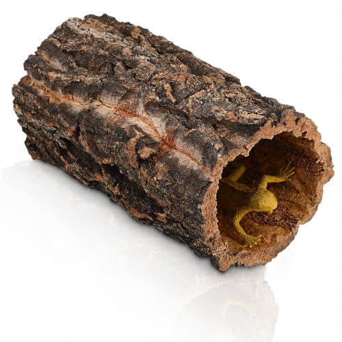 Abaodam Natural Cork Bark Reptile Hide Log for Terrarium Habitat 15 X 10 cm | Cork Log for Leopard Gecko Snake Lizard Hollow Tree Trunk Cave Climbing Platform Gecko Shelter Safe Lizard Snake Hideout