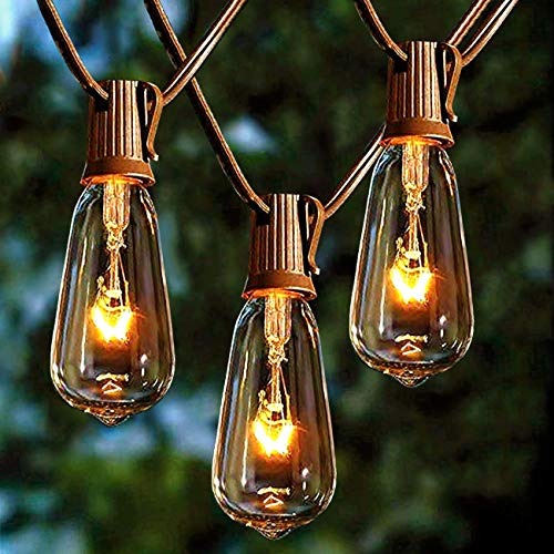 Afirst Outdoor String Lights 20FT with 22 Edison Bulbs (2 Spare), E17 Base ST40 Vintage Warm White Glow Hanging Lights for Home Patio Garden