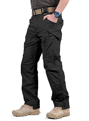 YASHANG Pantalones de Combate para Hombres Pantalones de Carga tácticos Militares de la Ciudad Pantalones de ejército con múltiples Bolsillos elásticos ﻿
