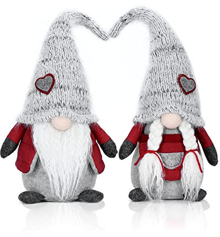 EKARSEN Handgemachte Paar Wichtel Gnom süße Skandinavische Tomte Weihnachtsdeko Puppen für Weihnachten Neujahr Ostern Valentinstag