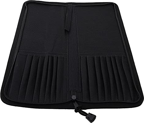 HEALLILY Soporte para Pinceles de Pintura con Cremallera 16 Agujeros Estuche para Pinceles Bolsa de Almacenamiento y Organización para El Artista Pincel de Pintura Papelería Negro