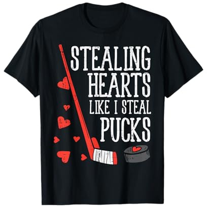 Stealing Hearts Like I Steal Pucks Valentines Day Ice Hockey T-Shirt