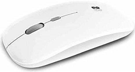 SUBBLIM Ratón Óptico Inalámbrico 2.4G Bluetooth, Dual Flat para PC, Portátil, Mac, MacBook, con 4 Botones, Rueda de Desplazamiento, Ultradelgado y Ergonómico, Silencioso, 1600 dpi, Ambidiestro, Blanco