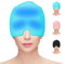 Hoseay Gorro Migraña Reutilizable Máscara de Gel Alivio Dolor Cabeza y Migraña Relief Cap Portátil Cómodo Antifaz Funda Frio Migraine Hat para Aliviar La Tensión/el Estrés/Ojos Hinchados,Azul
