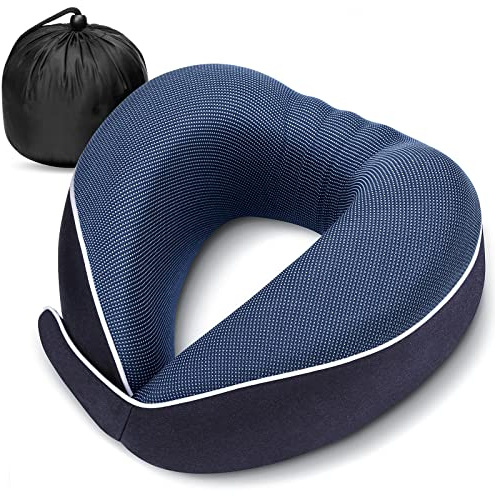 HOMIEE Almohada de Viaje para Avión, Almohada de 360 ​​°, Espuma Viscoelástica, Soporte para el Cuello, Escritorio Almohada para Dormir con Bolsa para Tren, Avión, Descanso de Oficina Hogar