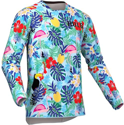 Maglia MTB a Maniche Lunghe Da Uomo, Traspirante Ad Asciugatura Rapida Per Mountain Bike, T-shirt Da Corsa Motocross BMX (Style-06, 4XL)