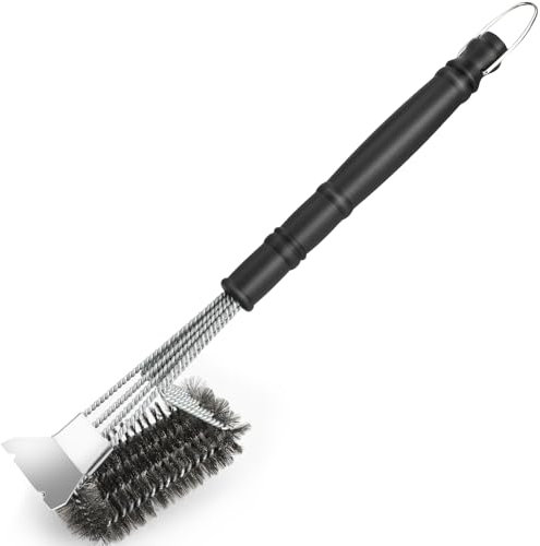 Braoses Grillbürste, Edelstahl-Reinigungsgrillbürste mit Schaber für Holzkohlegrill, Elektrogrill und Gasgrill (XL)