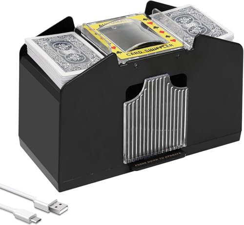 Ni-SHEN Mélangeur de Cartes Automatique USB/Piles à 4 Jeux, pour fête familiale, Poker/Blackjack/UNO