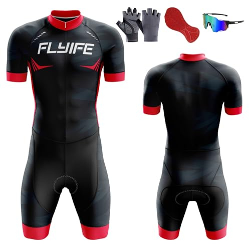 Combinaison de Triathlon pour Homme＋Professionnel de compétition Rembourré- Trisuit pour la Natation,Le Cyclisme,la Course à Pied,Le Duathlon,vêtements de Cycliste (TYP-6,M)