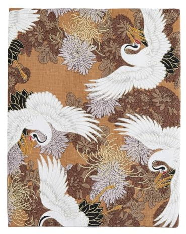 SUPERFINDINGS A5 Couverture de livre en tissu Protection de livre protège-livre en grue marron, Couverture portable et lavable, Couverture de Scrapbooking Convient aux jaquettes de livres,16x21.5cm