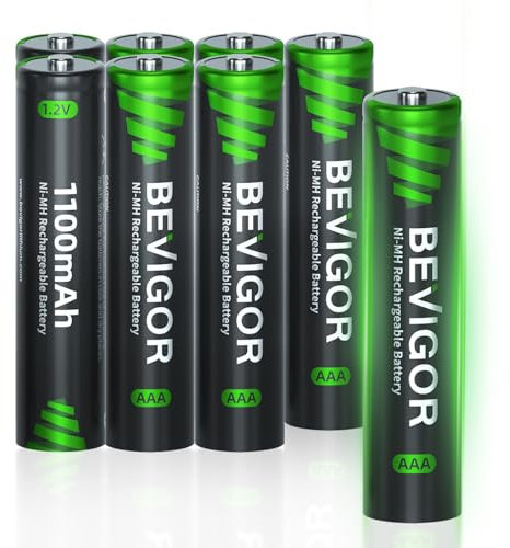 BEVIGOR AAA 1100mAh 1.2V Akkubatterien, Akku hohe Kapazität AAA NiMH wiederaufladbare Batterien, 8 Stück, vorgeladen