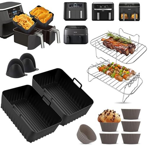 Accessoires pour friteuse à air chaud - Accessoire pour AF400EU AF300EU 7,6 L-9,5 l - Avec moule en silicone sans BPA - Autres accessoires Dual Zone Air Fryer