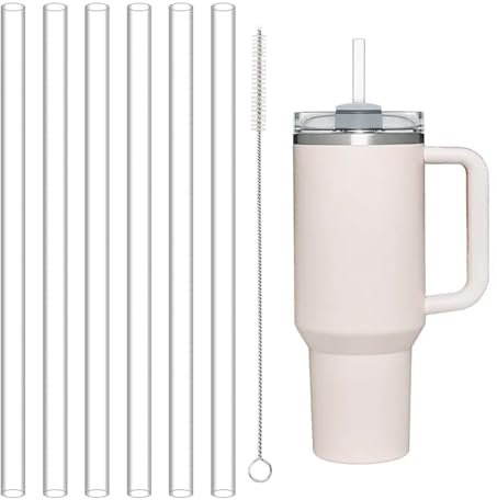YELYTR Lot de 6 pailles pour Stanley Cup, transparentes, avec brosse de nettoyage, accessoires de pailles réutilisables, sans BPA (compatibles avec 100 ml)
