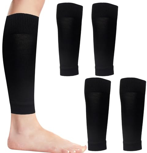 xianshi 2 Pairs Football Sock Sleeves, Black Durable Cut Football Socks, Elastic Shin Sleeves, Soccer Shin Guards, for Games Beginner Teenagers Adults