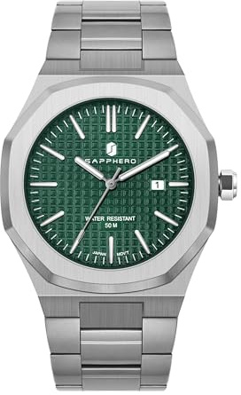 SAPPHERO Uhren Herren Edelstahl 50M Wasserdicht Armbanduhr Herren Klassisch Luxus Analog Quarz Herrenuhren mit Kalender Elegantes Geschenk für Männer
