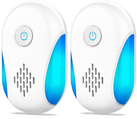 2025 Upgraded Ultraschall Schädlingsbekämpfer 2 Packs, Indoor-Ultraschall-Repellent für Schaben, Nagetiere, Mäuse, Wanzen, Ameisen, Moskitos, Mäuse, Spinnen, elektronische Plug in Schädlingsbekämpfung