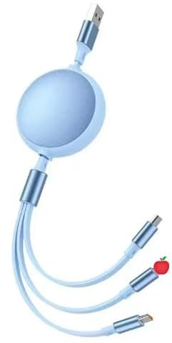 100W Cargador Múltiple, Cable USB C 3 en 1 Retráctil, Cable de Carga Rápida y Transferencia de Datos USB C Múltiple, con Conectores para iOS, Micro USB, Tipo C, para Smartphone, Tablet, Pad