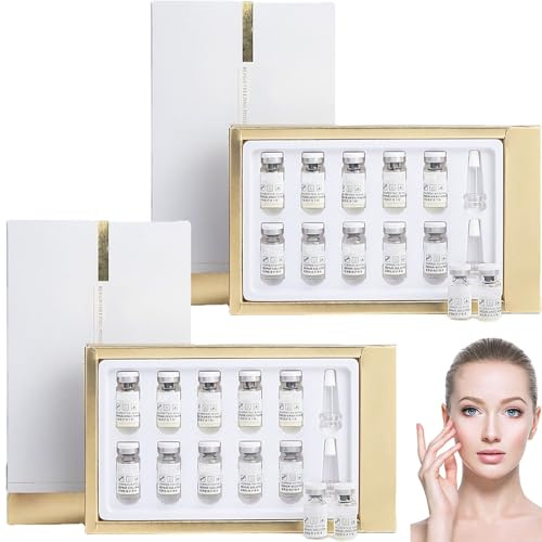 Noviqo Freeze Dried Collagen for Face, Freeze-Dried Nano Silk Anti-Wrinkle Repairing Serum Set, Instant Faces and Eye Lift, Anti-Aging Face Ampoule for Elasticity Care (2Set)