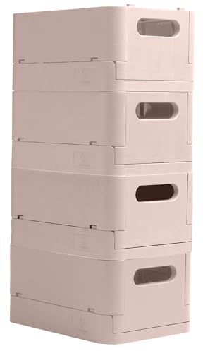 Exacompta - Réf. 27131D - Carton de 4 caisses pliables, casiers, multi-usages SMARTCASE - Livrées à plat, dimensions non pliées : Prof.27,6 x larg.18,8 x Haut.12 cm - Nude
