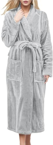 Generisch Peignoir en polaire corail pour femme - Peignoir de bain en flanelle confortable - Peignoir de voyage - Peignoir de sauna chaud et douillet - Séchage rapide - Vêtement de maison absorbant