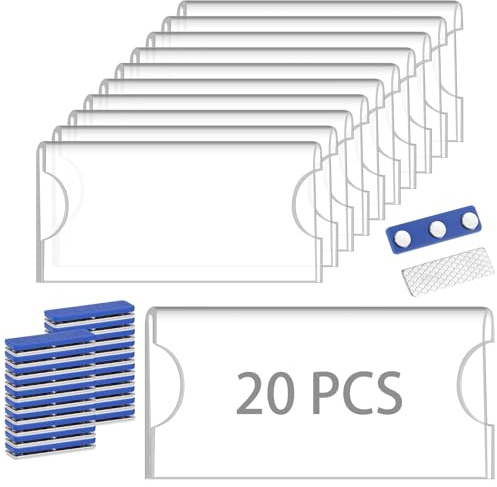 20 stycken namnskyltar magneter, 75 x 30 mm namnskyltar magnetisk för kläder namnplåtshållare med 3-punktsmagnet för kläder ID-kortshållare