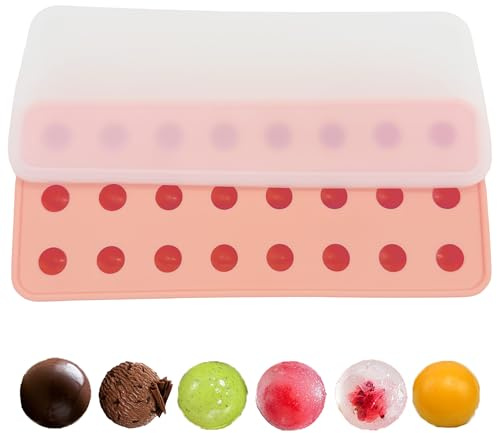 duoyif Molde De Silicona Esfera Pequeña, Ø 22 mm 24 Cavidades Con Tapa, Libre de BPA, Mini Molde Esfera Chocolate, Moldes Silicona Bola Para Chocolate Bombones Hielo Bolas Pasteles (rosa, Ø2.2cm)