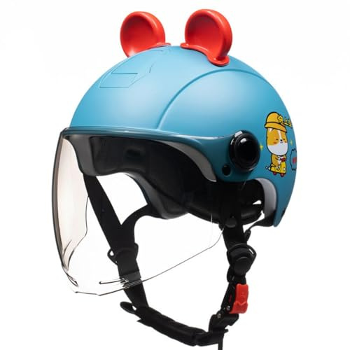Casco De Scooter para Niños, Casco De Motocicleta Abierto con Visera Solar, Casco Jet 3/4 para Niños Y Niñas De 3 A 10 Años, Homologado Según La Norma ECE 22.06 E,50-54cm