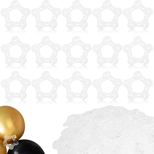 50 Pcs 2.36×2.36 Inch Balloon Arch Column Clips Reusable Plastic Flower Shaped Balloon Connector Holders for Decoration Birthday Wedding Party Accessories