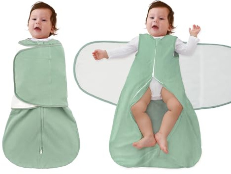 Funupop Sovsäck baby 1,0 Tog för nyfödda och spädbarn 0–12 månader, justerbar Pucksäck Swaddle Transition bärbar skötfilt, mjuk andningsaktiv 100 % bomull