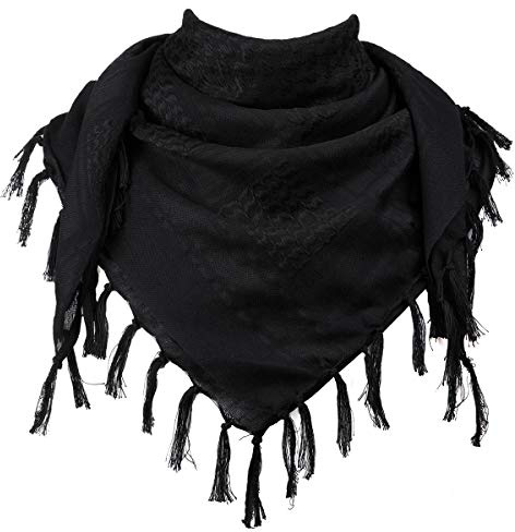 FREE SOLDIER Bufanda Militar Shemagh Tactical Desert Keffiyeh Bufanda de Cuello con Cabeza Bufanda árabe con Borla 43x43 Pulgadas,Negro