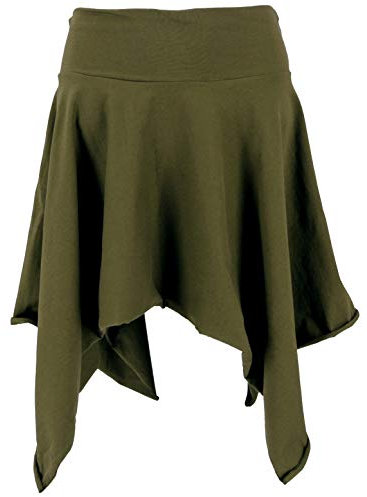 GURU SHOP Pixi Zipfelrock, Elfenrock/Top - Olive/Pixi, Damen, Baumwolle, Size:S/M