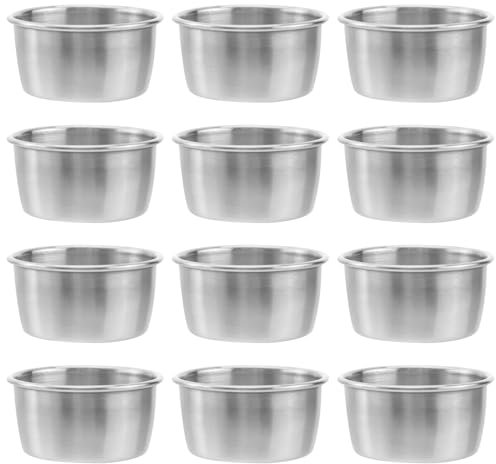 BESTonZON 12 Stück Untertassen aus Edelstahl, runde Gewürze, Sushi-Schüssel, Untertassen, Mini-Schüssel, Vorspeisen, Teller