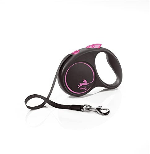 flexi® Black Design S Gurt 5 m schwarz/pink, Roll-Leine für Hunde bis 15 kg