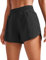 CRZ YOGA Damen Kurz Sporthose Laufhose High Waist Fitness Sport Shorts Kurze Hose mit Reißverschlusstasche Schwarz 42