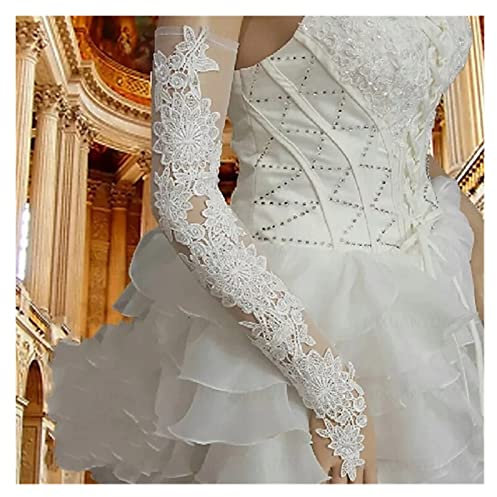nihngvjm Sommer-Sonnenschutz-Handschuhe Spitze-Brauthandschuhe, die Fingerlose Lange Frauen-Handschuhe for Hochzeitsfest-Tanz-Handschuhe Wedding sind brauthandschuhe (Color : Ivory)