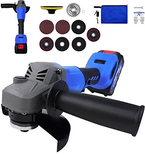 Banas Kit Smerigliatrice Angolare Portatile Senza Cavo, Motore Senza Spazzole, 10000giri/min, Batteria da 6000mAh, con Mole per Lucidare, Mole da Taglio; Smerigliatrice Leggera con Borsa di Stoccaggio