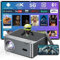 XGODY A45 Android Beamer unterstützt 4K Native 1080P FHD Projektor, 500 ANSI Autofokus Projector mit 2.4/5G WiFi und 5.0 Bluetooth, Smart Heimkino Video Beamer mit YouTube 8000+ APPs