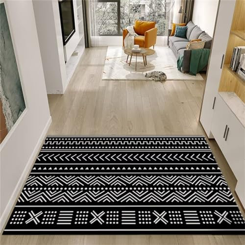 DJHWWD Teppich Boden Rechteckiger schwarzer Teppich für das Esszimmer, Schlafzimmerteppich, schmutzabweisend Teppich auslegeware Floor mat kuche Teppich modern 40X60CM