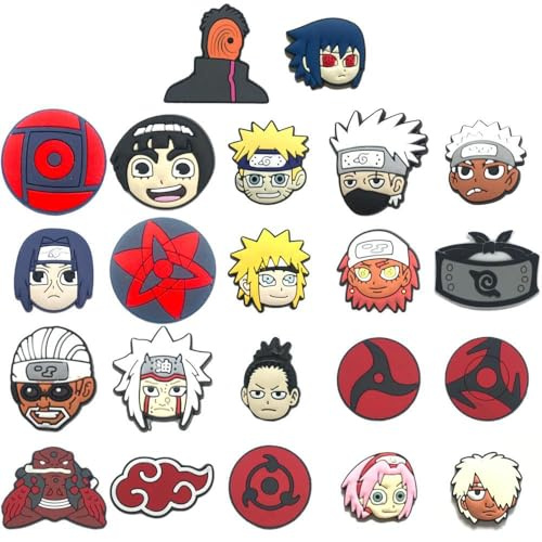 22 Pcs Decoración Cool Anime, Cartoon Picos de PVC, Cute Manga Adornos, Fresco Dibujos Animados Charms para Zapatos, Sandalias, Zuecos - Fiesta Cumpleaños Regalo