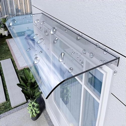 Vordach Überdachung Haustürvordach Pultvordach,Pultbogenvordach aus Transparent Polycarbonat,Moderne Vordach für Haustür,Uv Regen Schneeschutz für Tür Fenster Veranda,50x80cm
