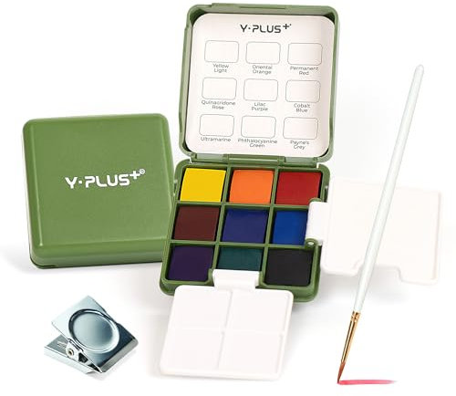 YPLUS Aquarellfarben Set – Premium Wasserfarbkasten, Perfektes Aquarell Set für Anfänger und Profis, Kompakter Malkasten, Wassermalfarben im Taschenformat
