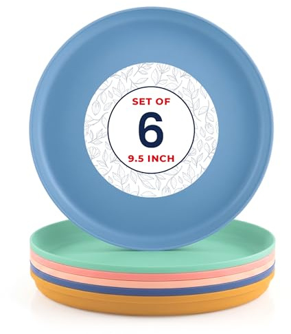 Mastercook Set di piatti per bambini, 6 piatti in plastica riutilizzabili, senza BPA, in plastica per uso alimentare, lavabili in lavastoviglie e adatti al microonde, set di piatti multicolore per