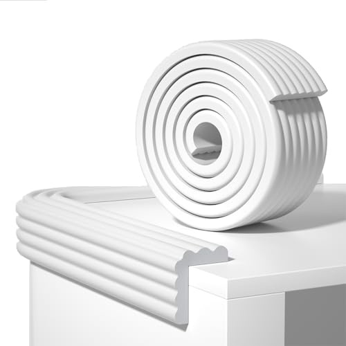 Edge Protector,Baby Proofing Baby Edge Protector Strip Safety,Soft Rubber Foam Padding,Edge Corner Guards Protector Corner Edge Bumpers for Furniture (White, 6.56Ft x 3.15 W x 0.31 Th)