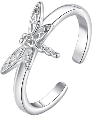 CUPENDA Trollslända tåringar sterlingsilver keltisk knut trollslända justerbar tåring rosa ringar trollslända fotsmycke för kvinnor justerbar storlek 44 till 49