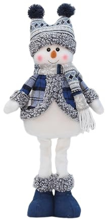 Oxtxuzdm Stehende Weihnachtsfigur, Puppe für Feiertage, schönes Schneemann-Aussehen, mit Schal und Mütze, Mittelstück, Dekoration, lange Beine, Stehpuppe