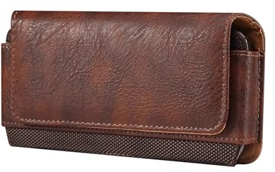 Telefonbältesväska Cow Leather Mobile Clip Case Men Midja Väskhållare för mobiltelefoner och smartphones (brun, M(6,2–6,5 tum))