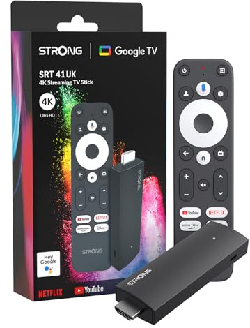 STRONG SRT41UK 4K UHD Streaming Dongle, Streaming Stick, 2GB RAM+8GB Flash Storage, WIFI 5, Android 11, Google Assistant, Dolby Audio