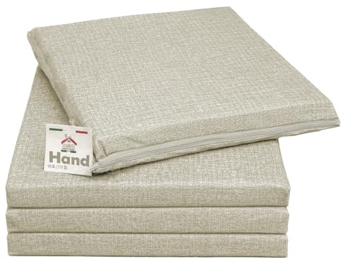 HAND - Set 4 Cuscini Sedie Esterno e Interno Sfoderabili 40x40 cm, Imbottitura Morbida, Cuscini per Sedie da Cucina, Giardino, Patio (Ecrù, Set da 4)